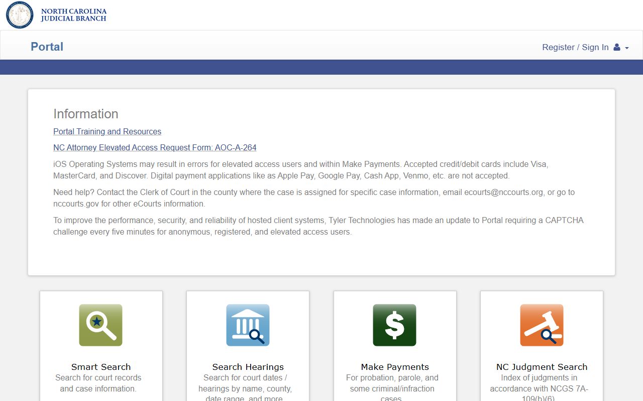 Durham County court records eCourts Portal search interface