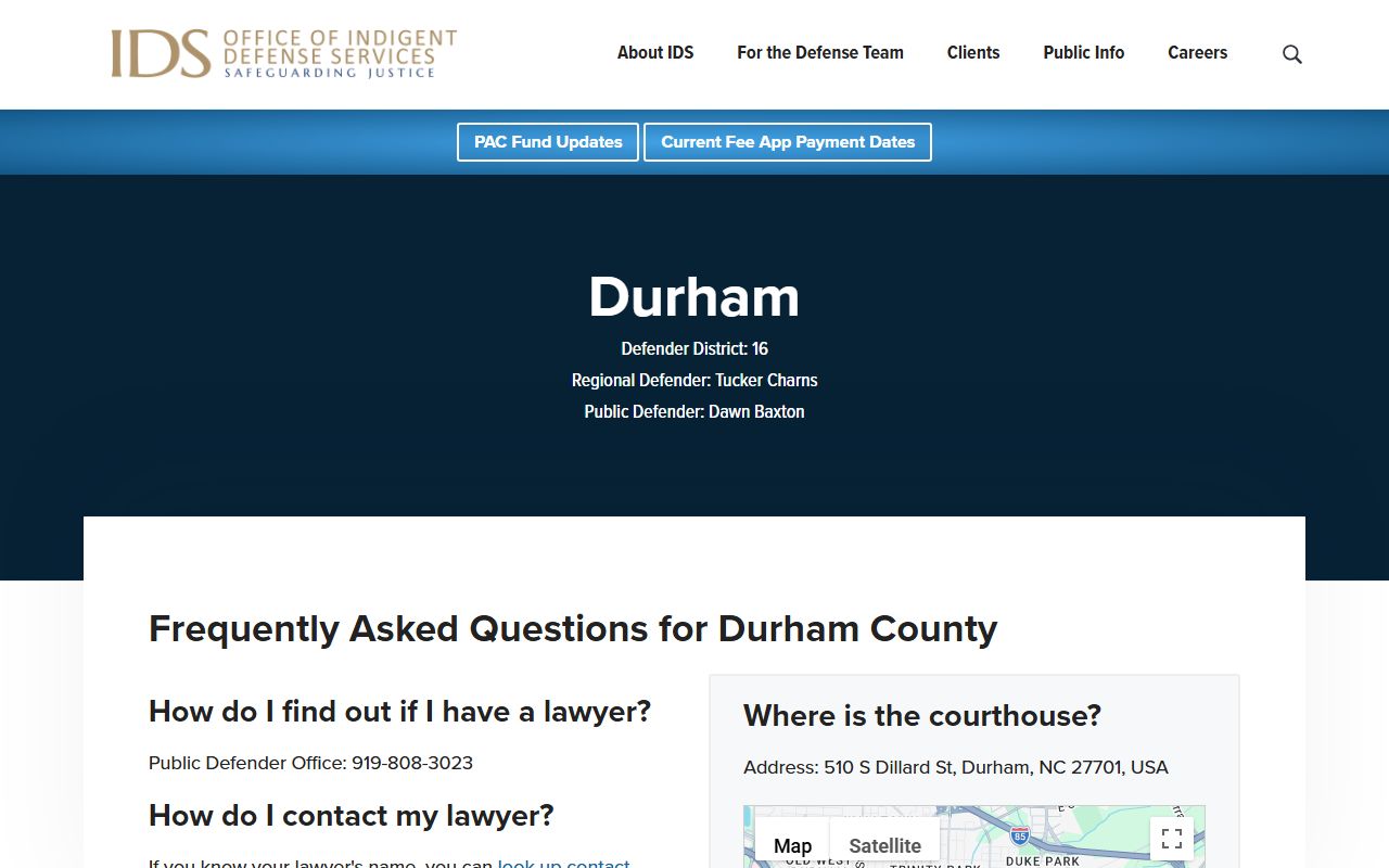Durham County criminal records public defender indigent defense