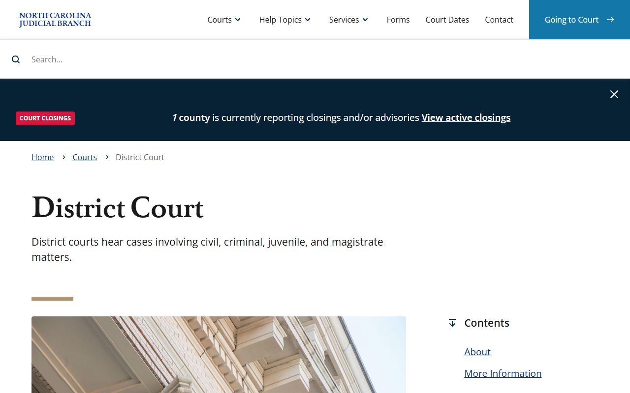 Durham County Superior Court and District Court jurisdiction overview