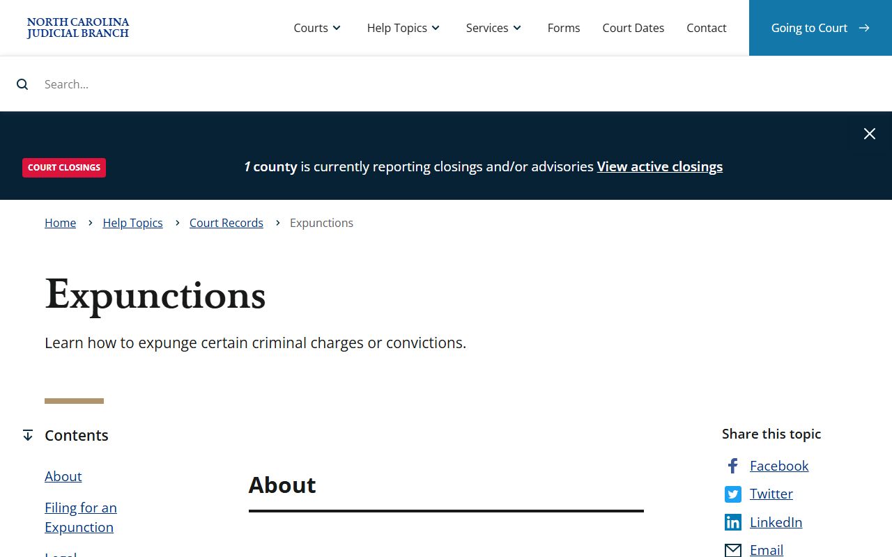 Durham County court records expunction eligibility and process