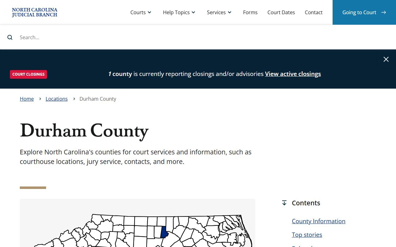 Durham County court records Judicial Branch landing page