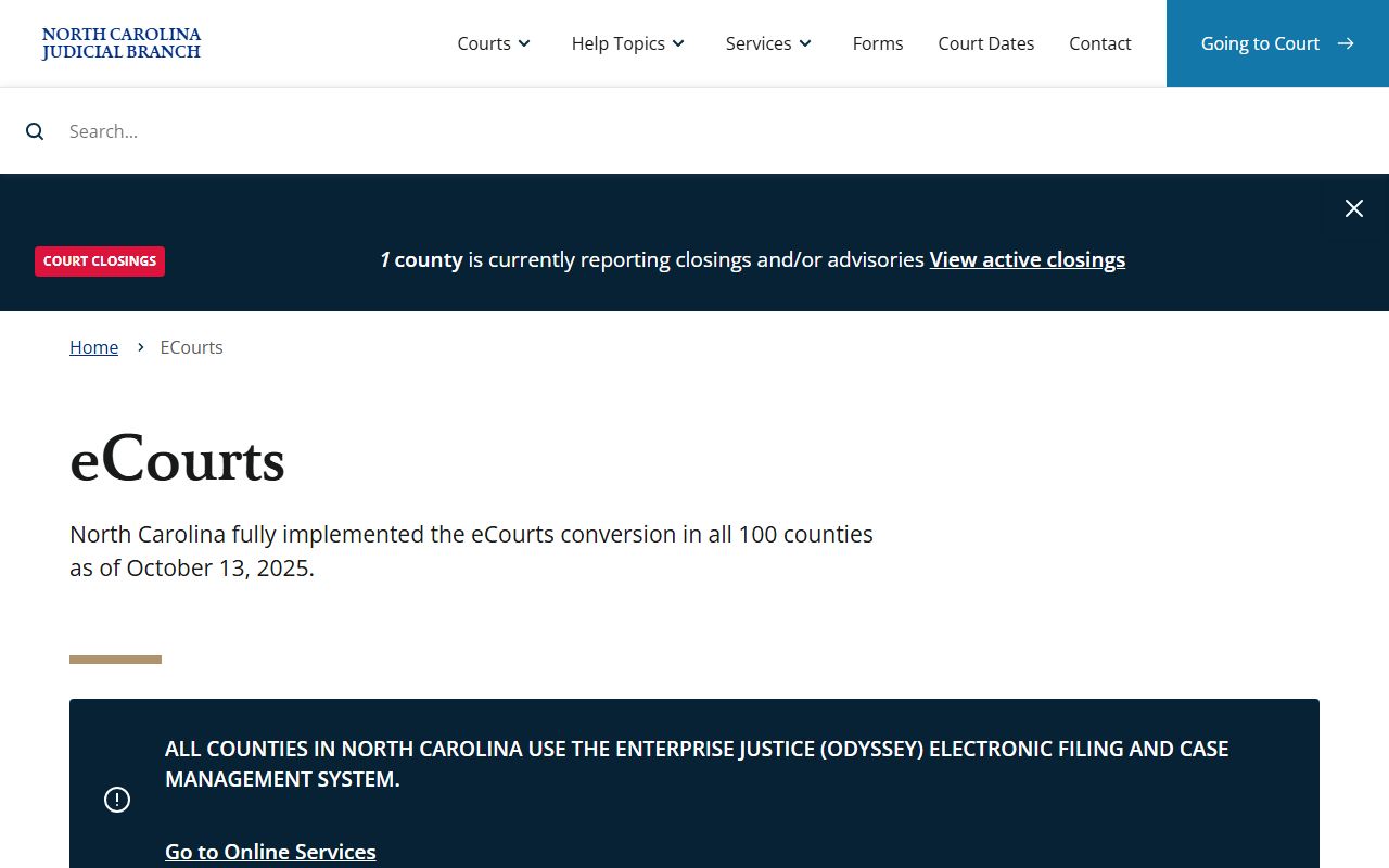 Durham County court records eCourts portal overview