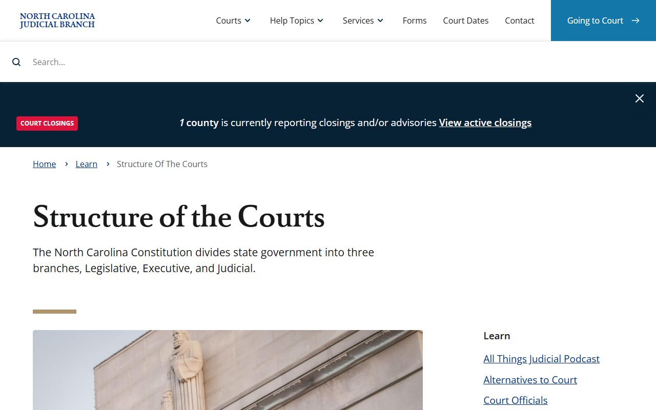 Durham County court system structure of North Carolina courts