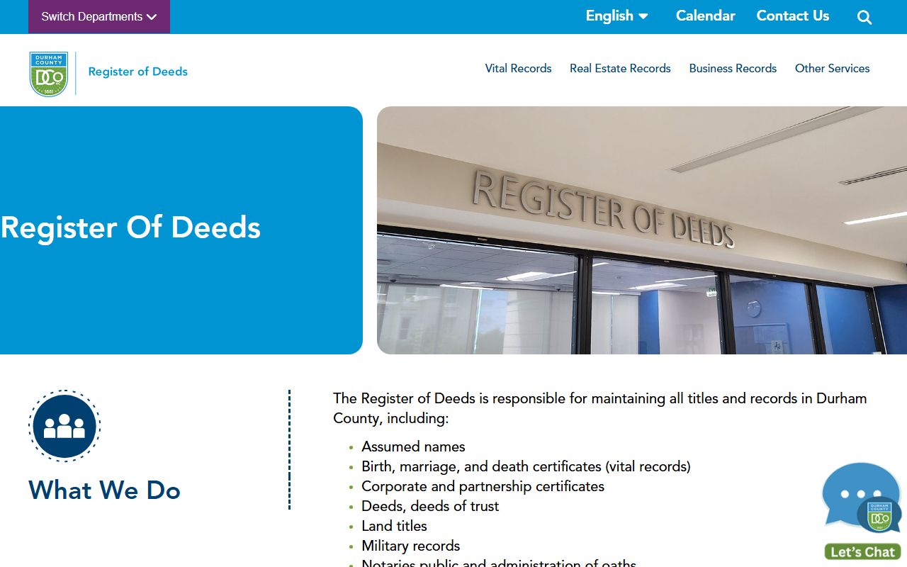 Durham County Register of Deeds vital and land records