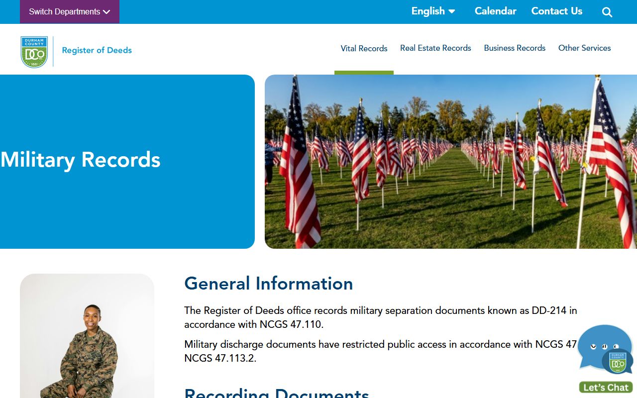 Durham County marriage and divorce records military discharge restricted access page