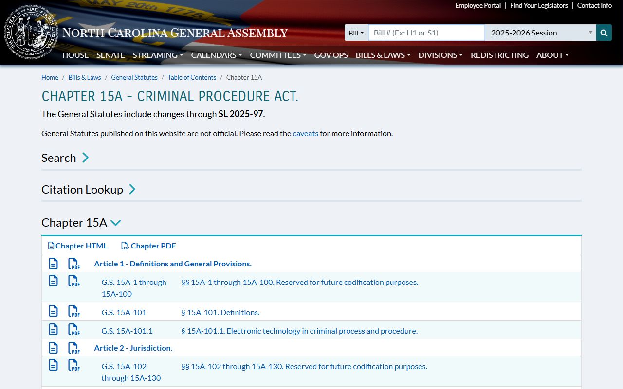 Durham County probate records North Carolina Chapter 15A statute index for expunction sections