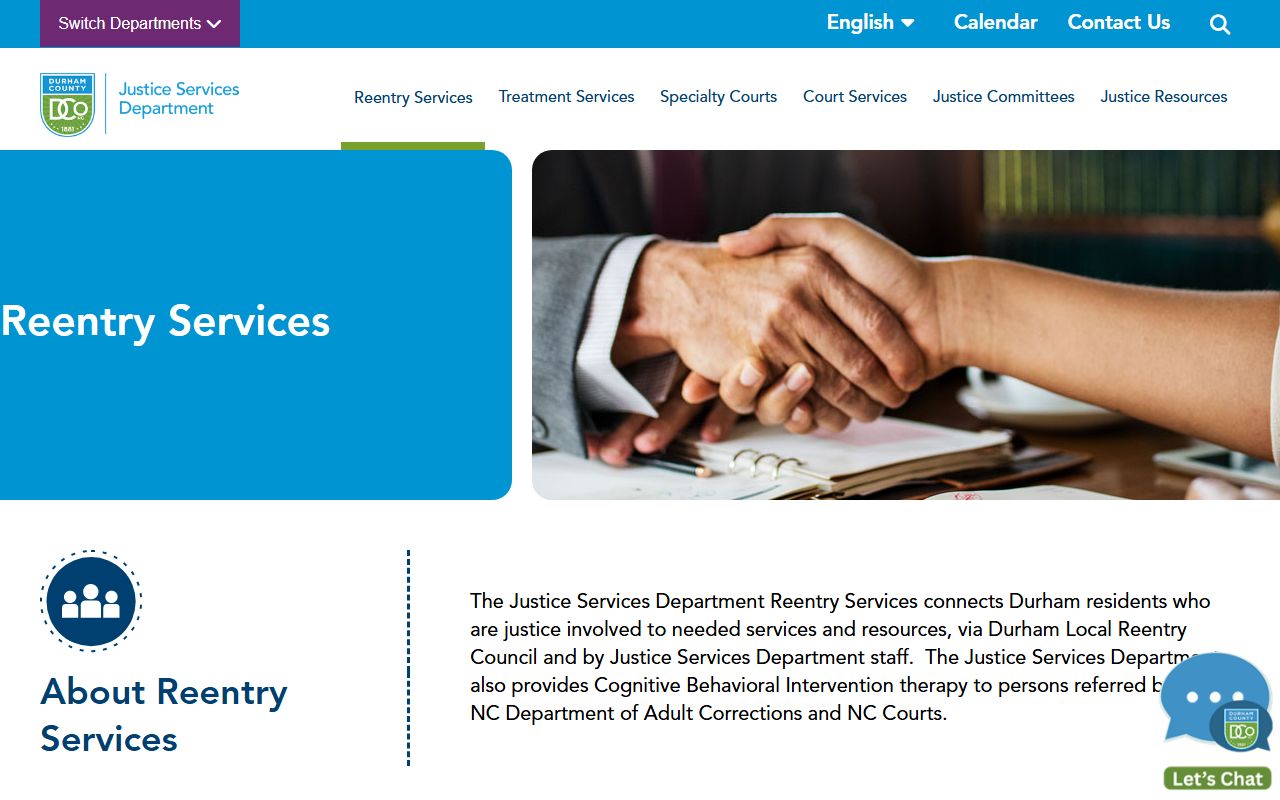 Durham County released inmates reentry services page