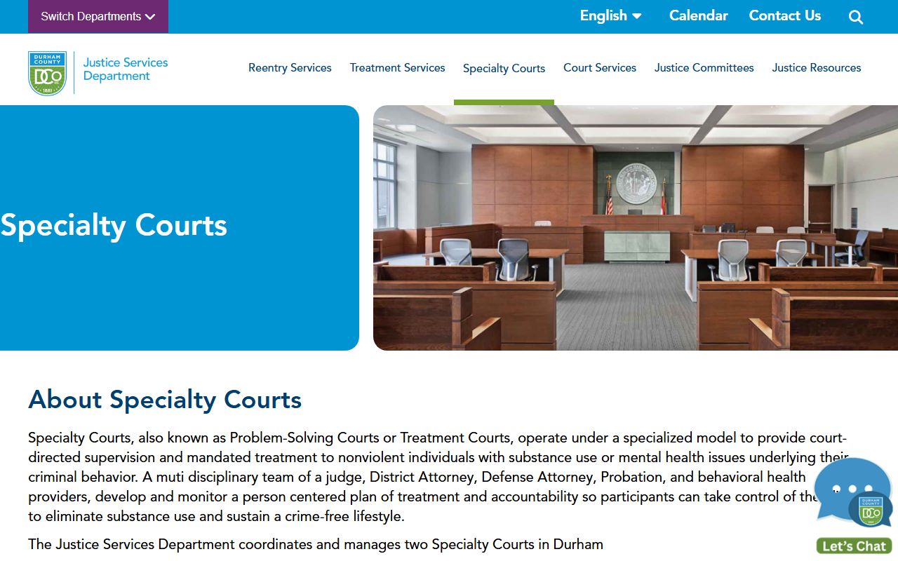 Durham County released inmates specialty courts and treatment programs